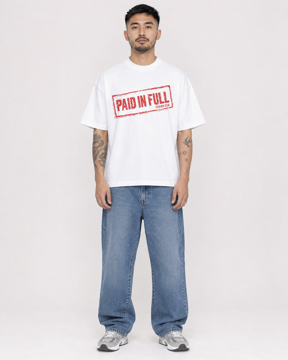 Mockup Boxy Heavyweight Tee White male full-body 12