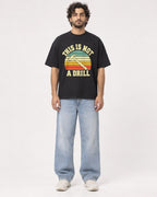 Mockup Boxy Heavyweight Tee Black male full-body 17
