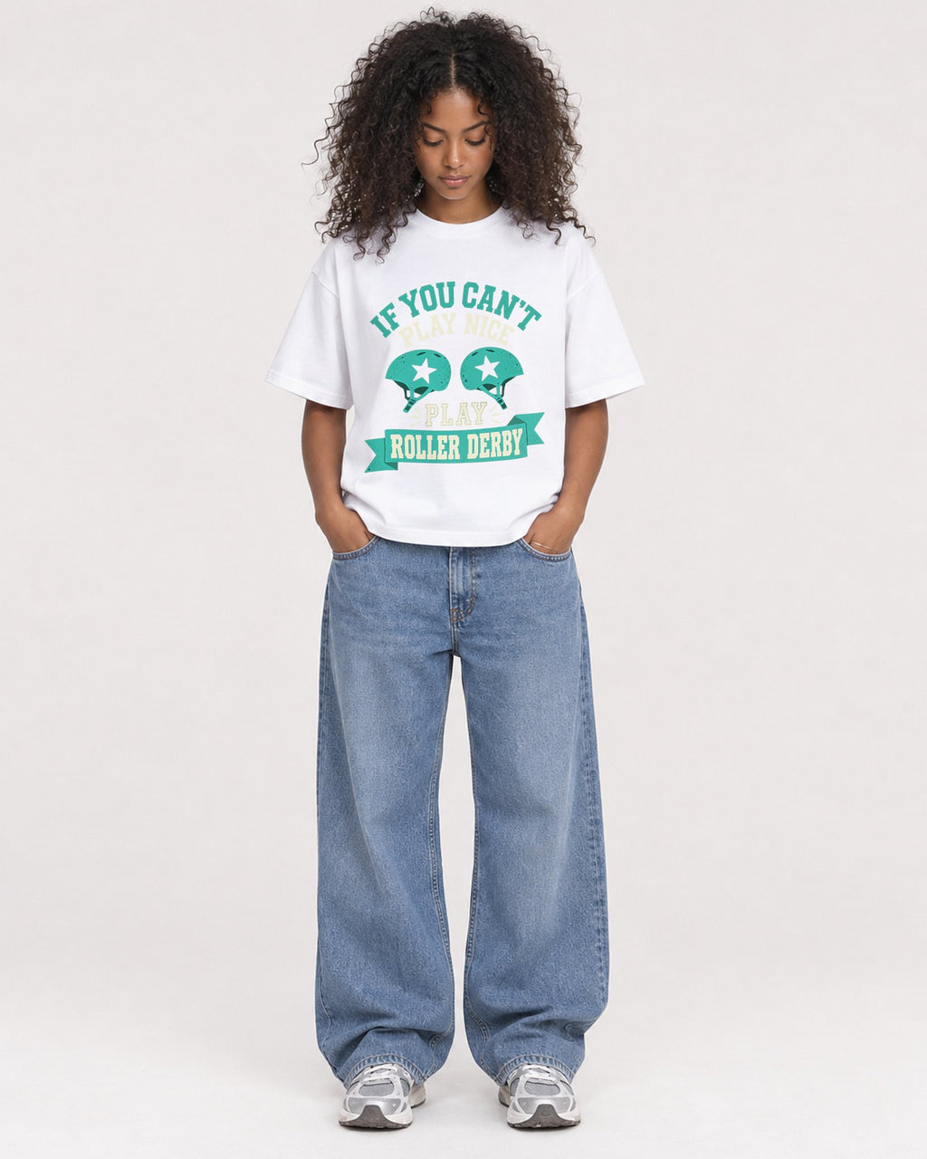 Mockup Boxy Heavyweight Tee White female full-body 05