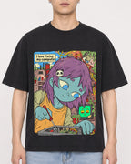 Mockup Boxy Heavyweight Tee Black male close-up 21