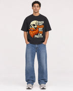 Mockup Boxy Heavyweight Tee Black male full-body 10
