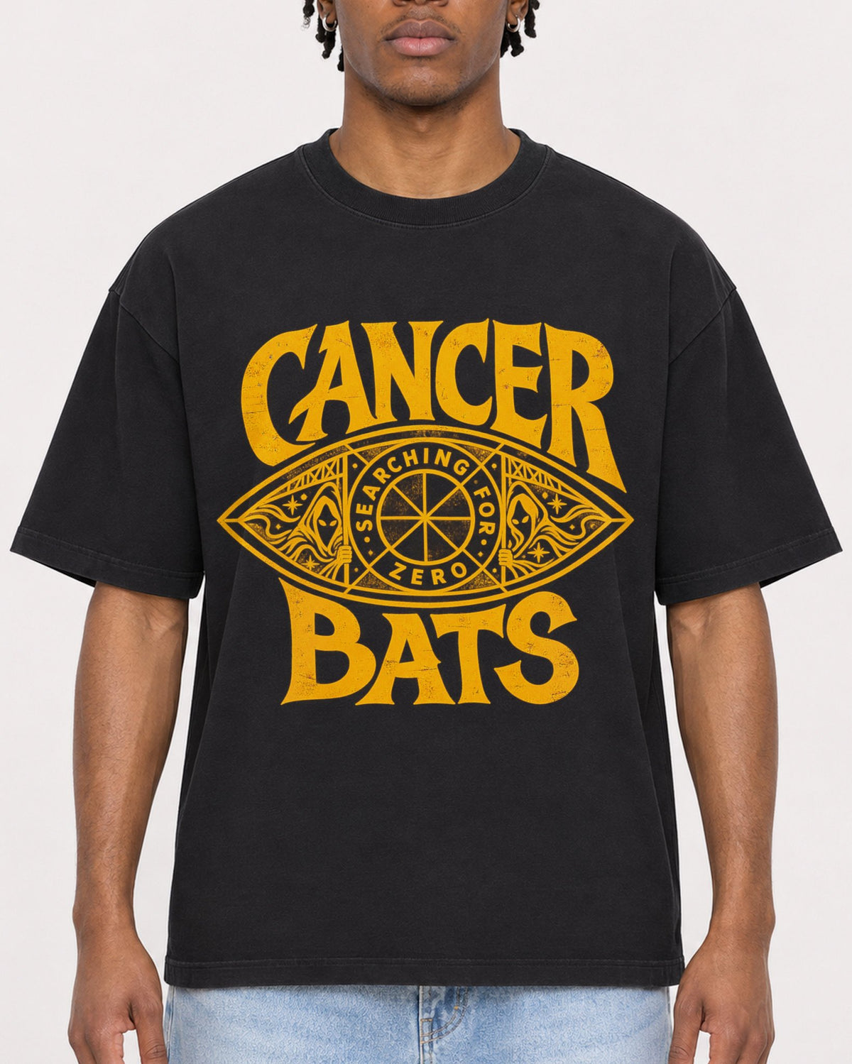 Mockup Boxy Heavyweight Tee Black male close-up 05