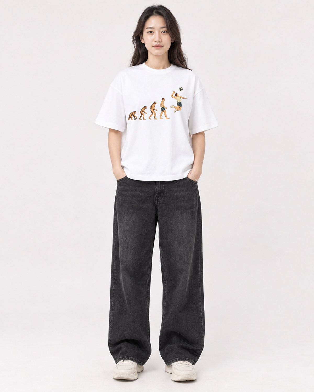 Mockup Boxy Heavyweight Tee White female full-body 03
