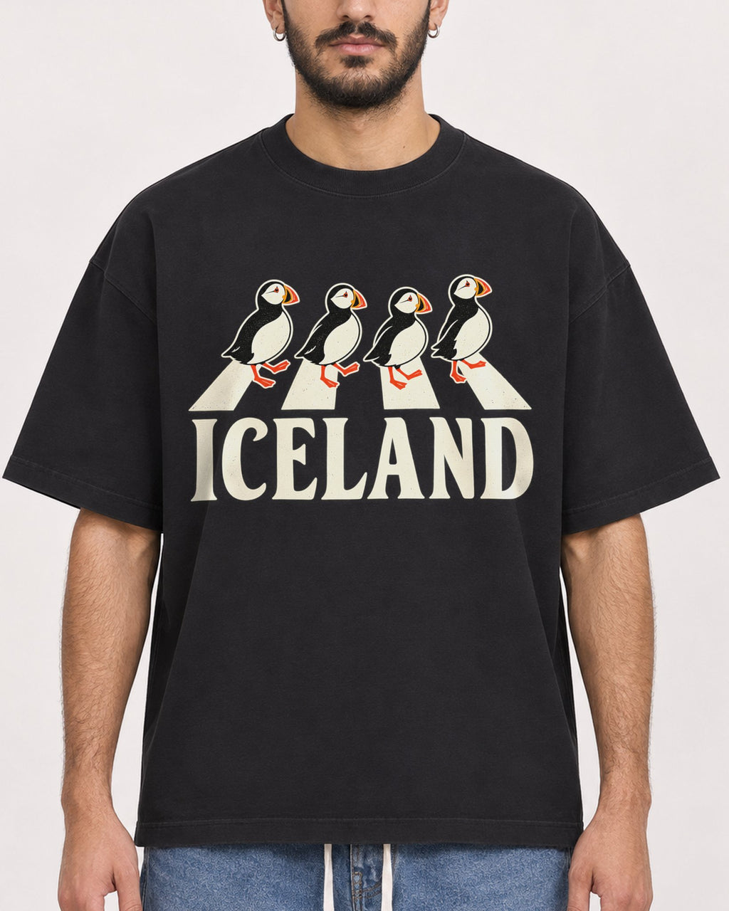 Mockup Boxy Heavyweight Tee Black male close-up 07