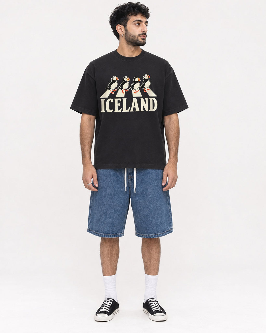 Mockup Boxy Heavyweight Tee Black male full-body 07