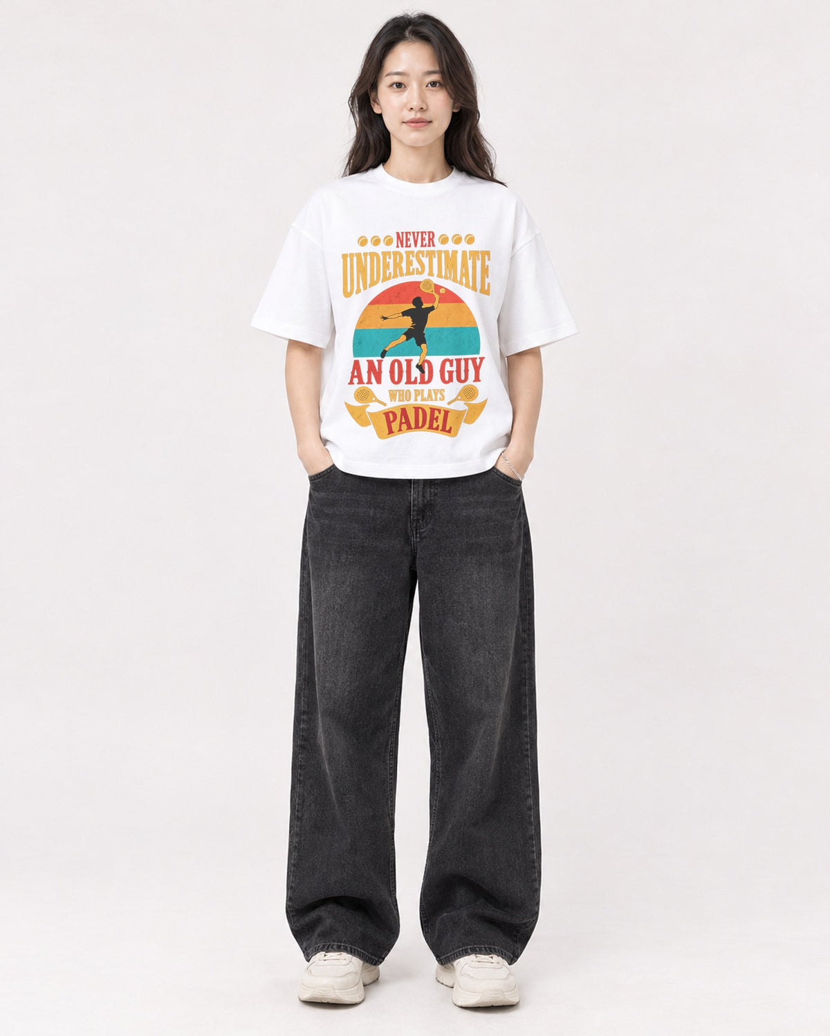 Mockup Boxy Heavyweight Tee White female full-body 03