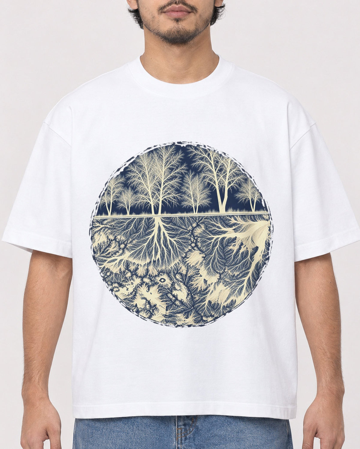 Mockup Boxy Heavyweight Tee White male close-up 02