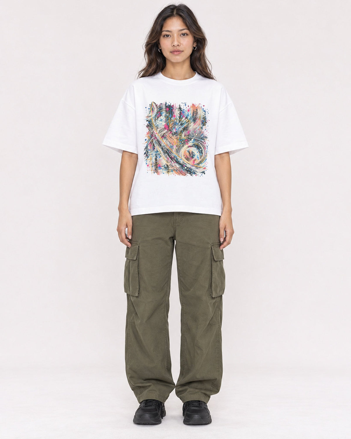 Mockup Boxy Heavyweight Tee White female full-body 02