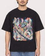 Mockup Boxy Heavyweight Tee Black male close-up 02