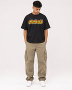Mockup Boxy Heavyweight Tee Black male full-body 16