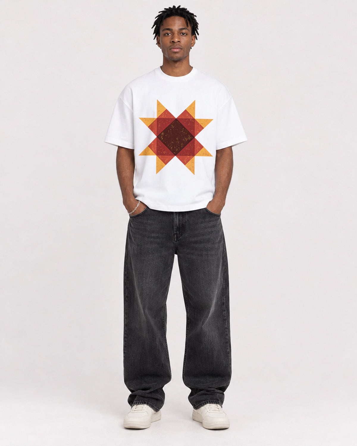 Mockup Boxy Heavyweight Tee White male full-body 05
