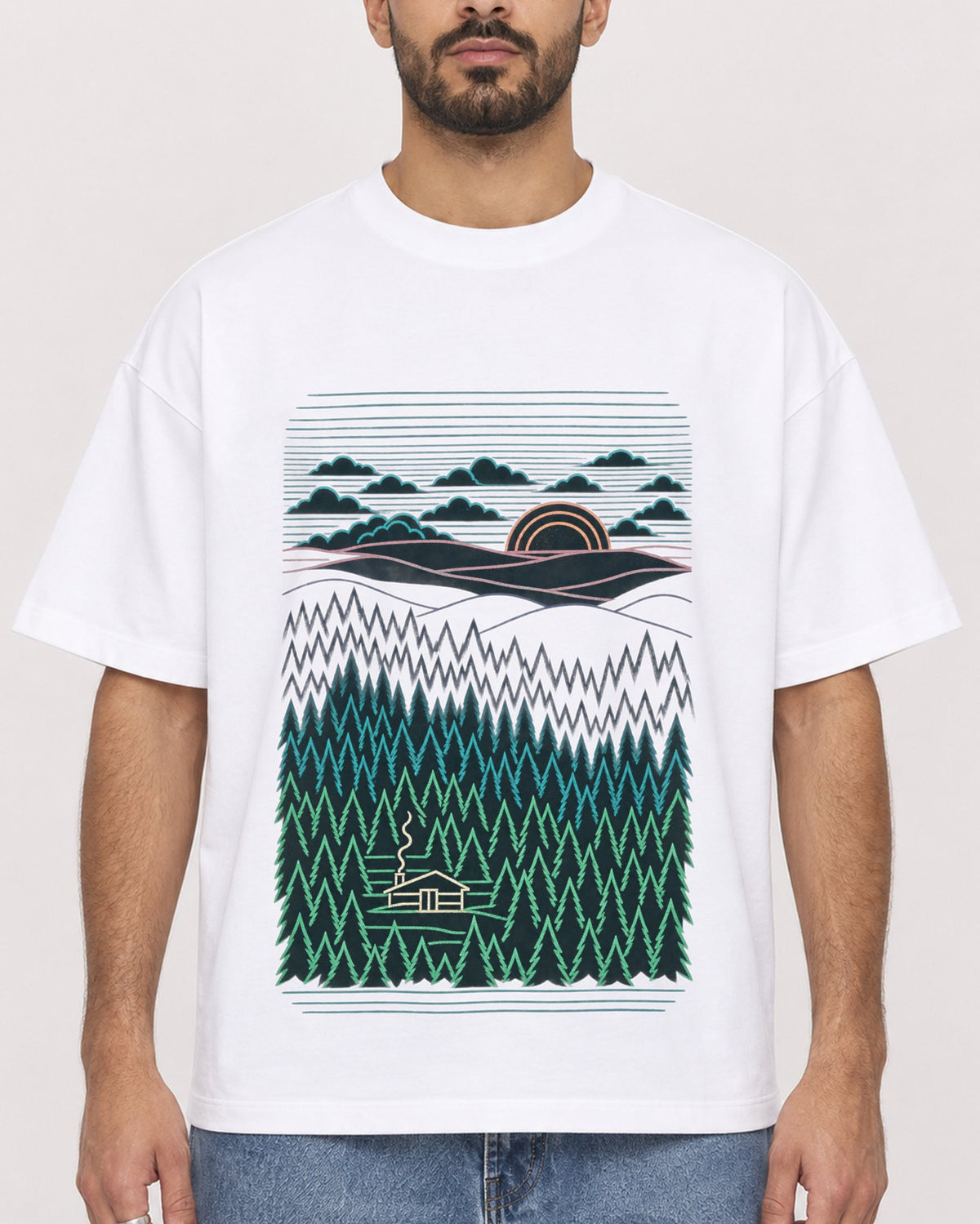 Mockup Boxy Heavyweight Tee White male close-up 37