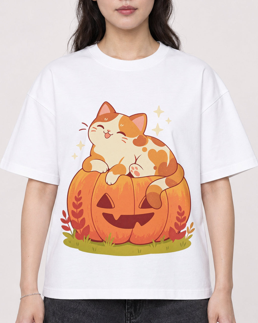 Mockup Boxy Heavyweight Tee White female close-up 03