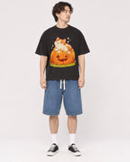 Mockup Boxy Heavyweight Tee Black male full-body 03