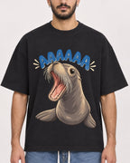Mockup Boxy Heavyweight Tee Black male close-up 07