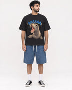Mockup Boxy Heavyweight Tee Black male full-body 07