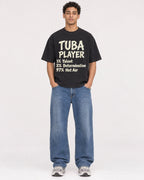 Mockup Boxy Heavyweight Tee Black male full-body 10