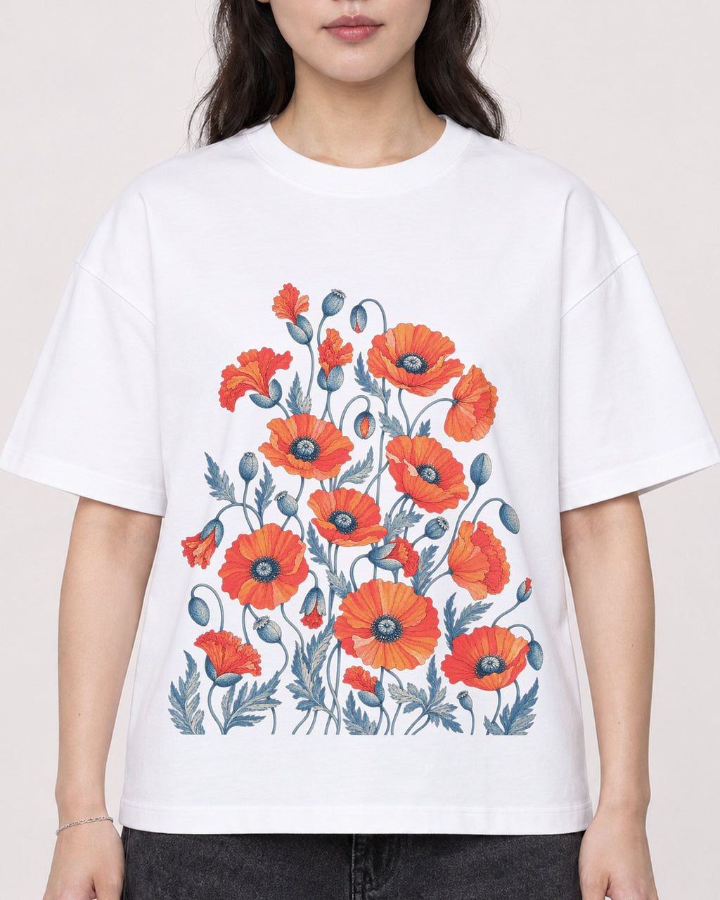 Mockup Boxy Heavyweight Tee White female close-up 03