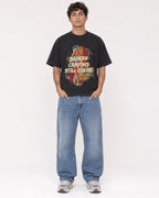 Mockup Boxy Heavyweight Tee Black male full-body 06