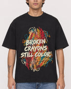 Mockup Boxy Heavyweight Tee Black male close-up 06