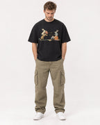 Mockup Boxy Heavyweight Tee Black male full-body 08