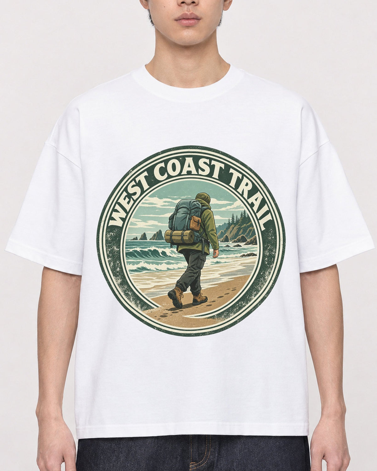 Mockup Boxy Heavyweight Tee White male close-up 01