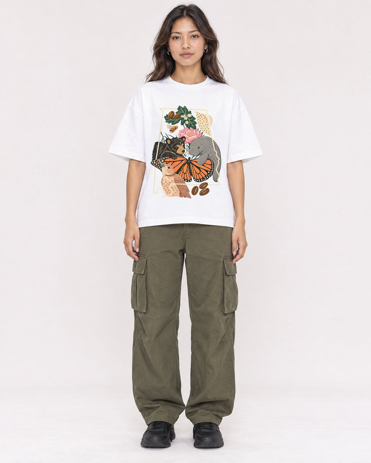 Mockup Boxy Heavyweight Tee White female full-body 02