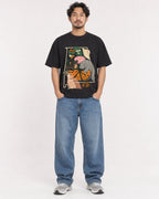 Mockup Boxy Heavyweight Tee Black male full-body 02