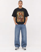 Mockup Boxy Heavyweight Tee Black male full-body 50