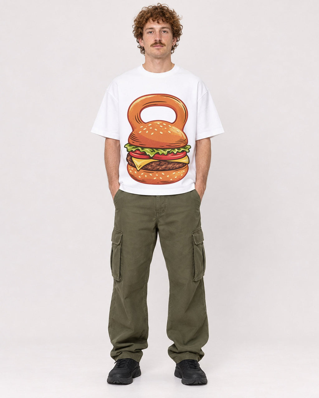 Mockup Boxy Heavyweight Tee White male full-body 09