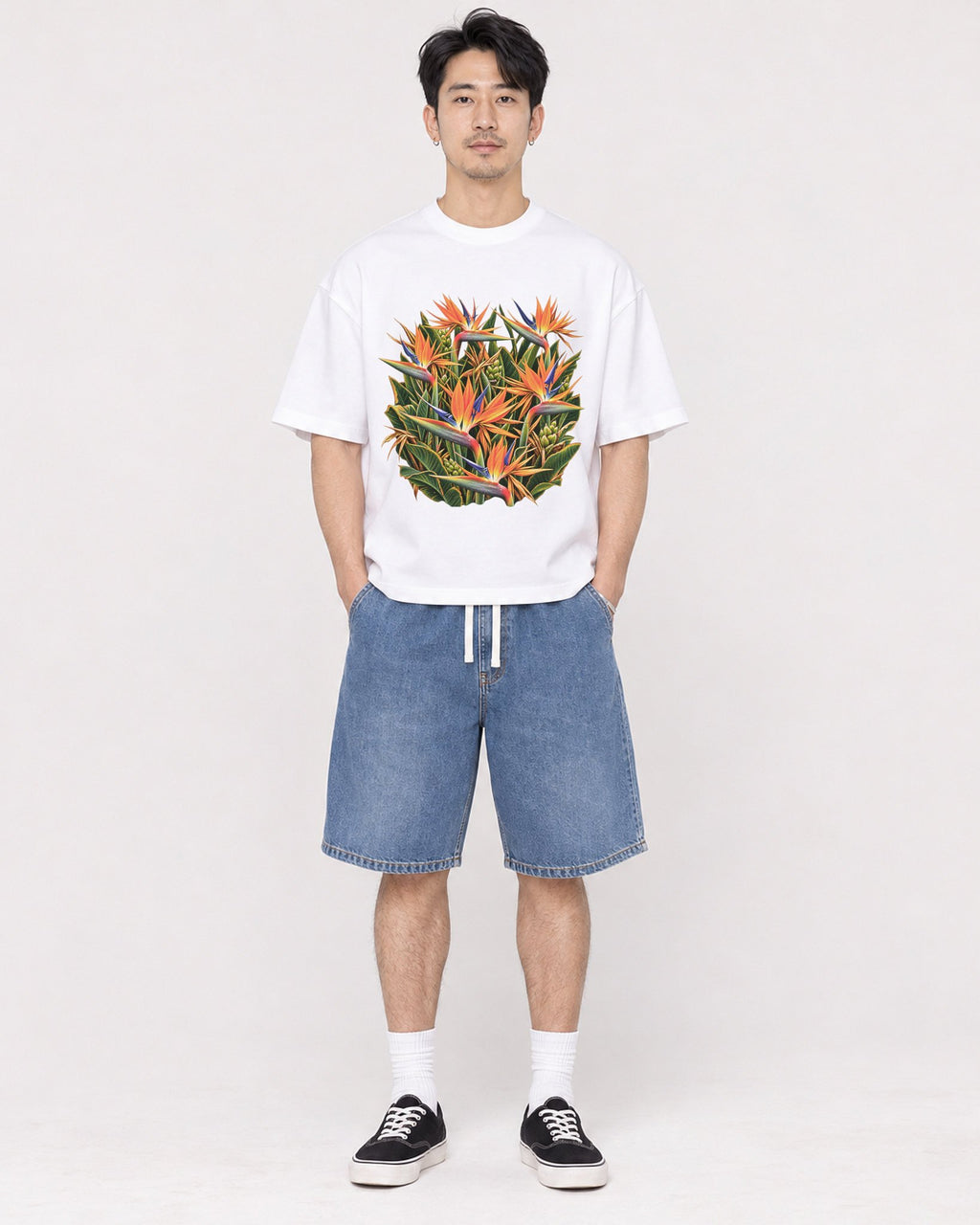 Mockup Boxy Heavyweight Tee White male full-body 13
