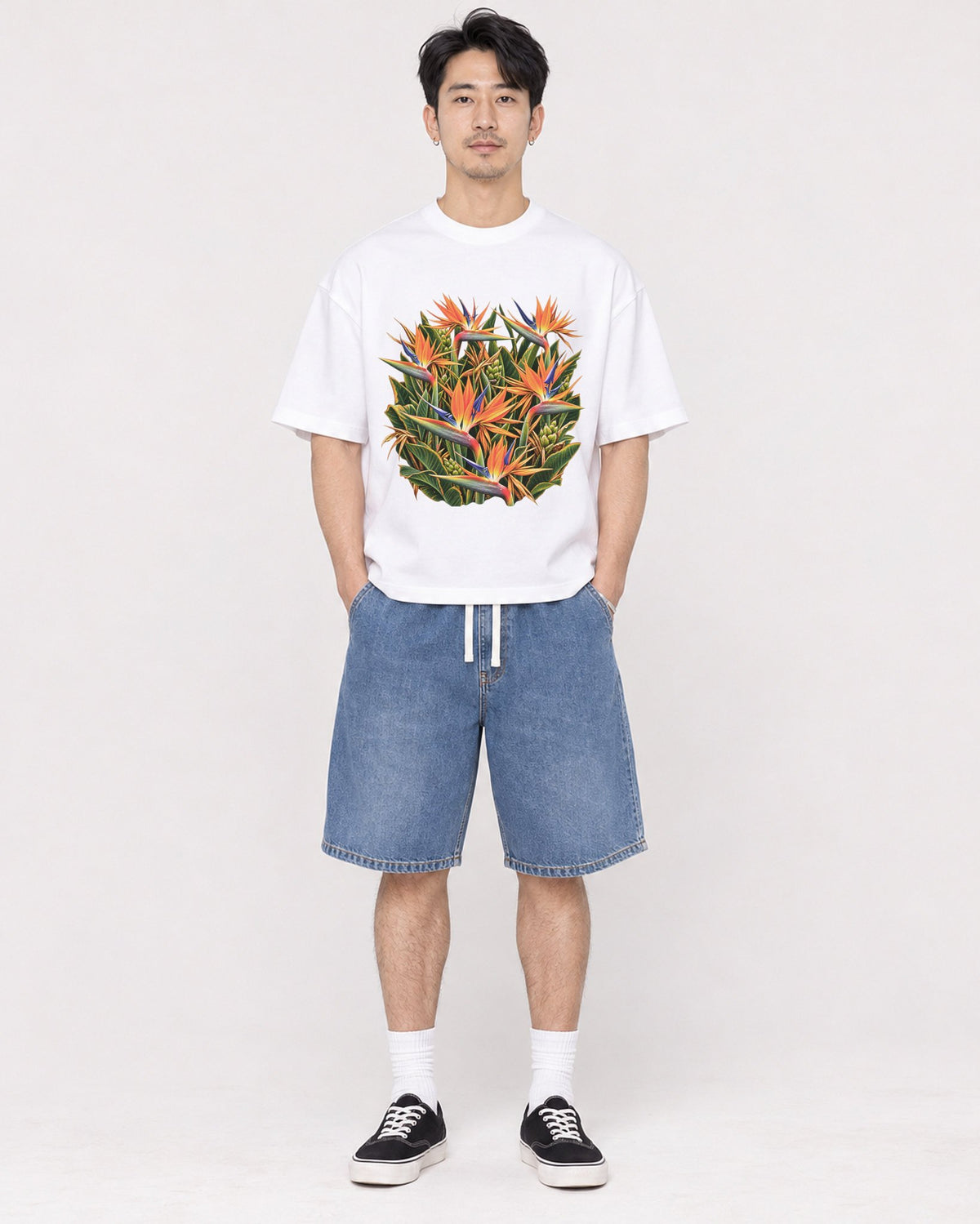 Mockup Boxy Heavyweight Tee White male full-body 13