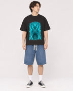 Mockup Boxy Heavyweight Tee Black male full-body 03