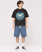 Mockup Boxy Heavyweight Tee Black male full-body 03