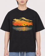 Mockup Boxy Heavyweight Tee Black male close-up 11