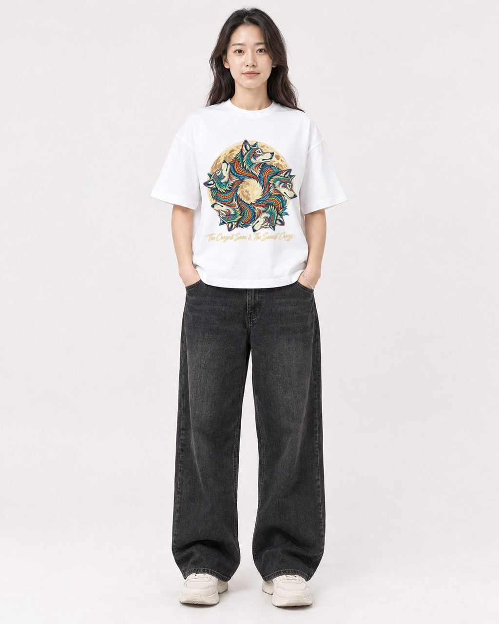 Mockup Boxy Heavyweight Tee White female full-body 03