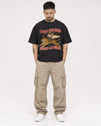 Mockup Boxy Heavyweight Tee Black male full-body 12