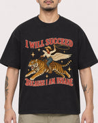 Mockup Boxy Heavyweight Tee Black male close-up 12