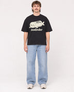 Mockup Boxy Heavyweight Tee Black male full-body 29