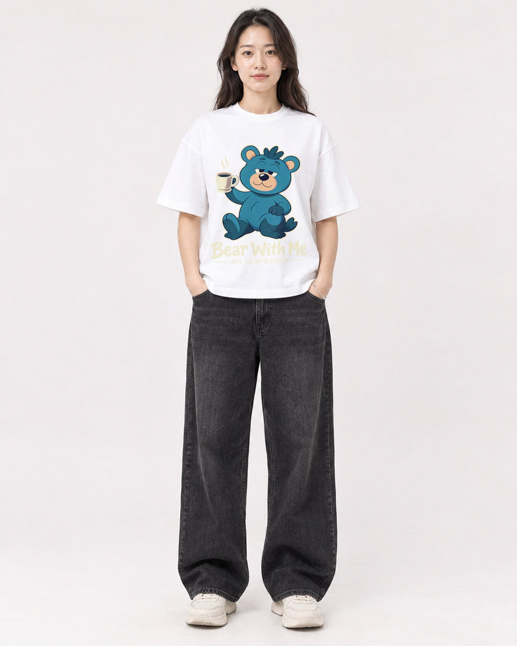 Mockup Boxy Heavyweight Tee White female full-body 03
