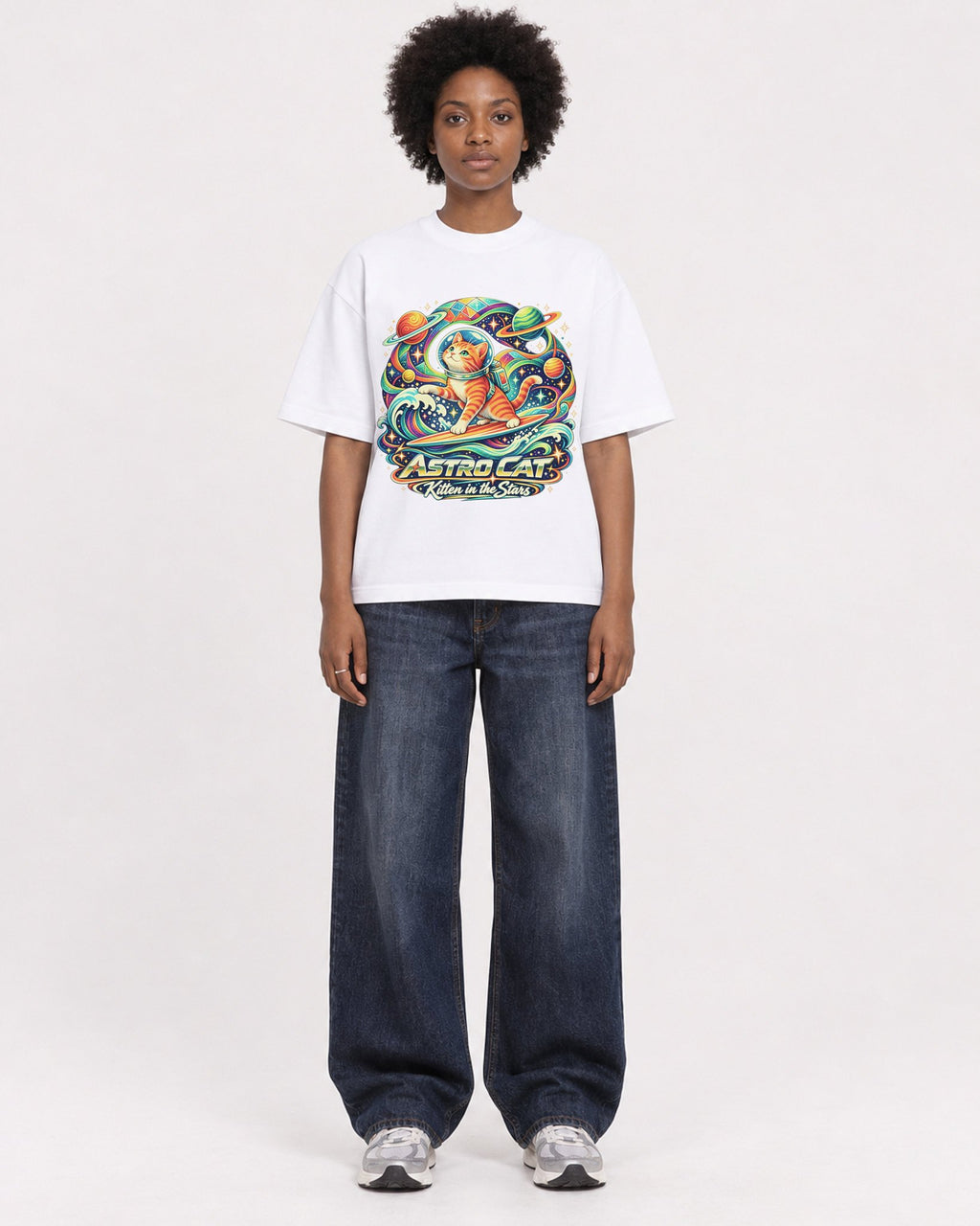 Mockup Boxy Heavyweight Tee White female full-body 14
