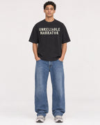 Mockup Boxy Heavyweight Tee Black male full-body 10