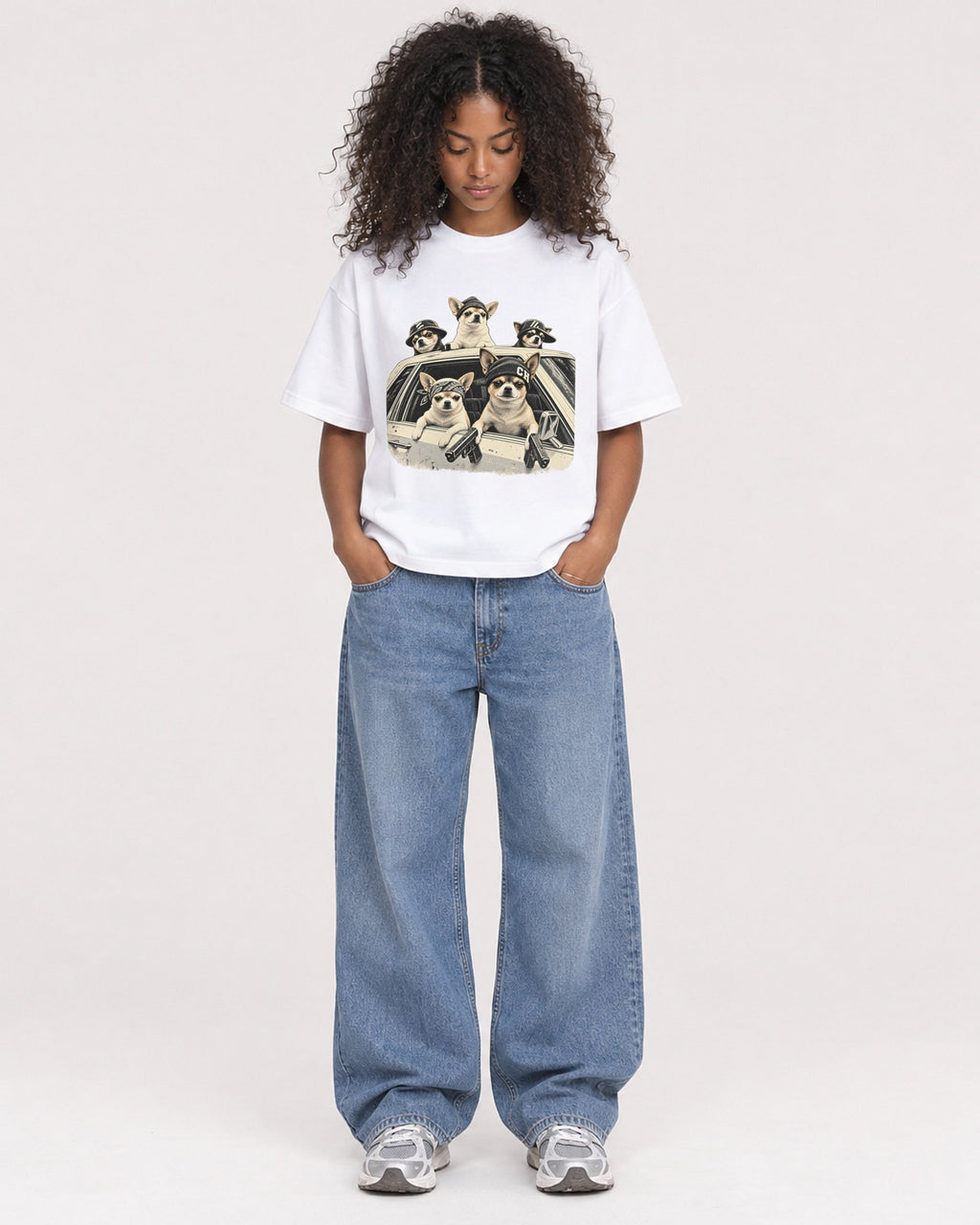Mockup Boxy Heavyweight Tee White female full-body 05