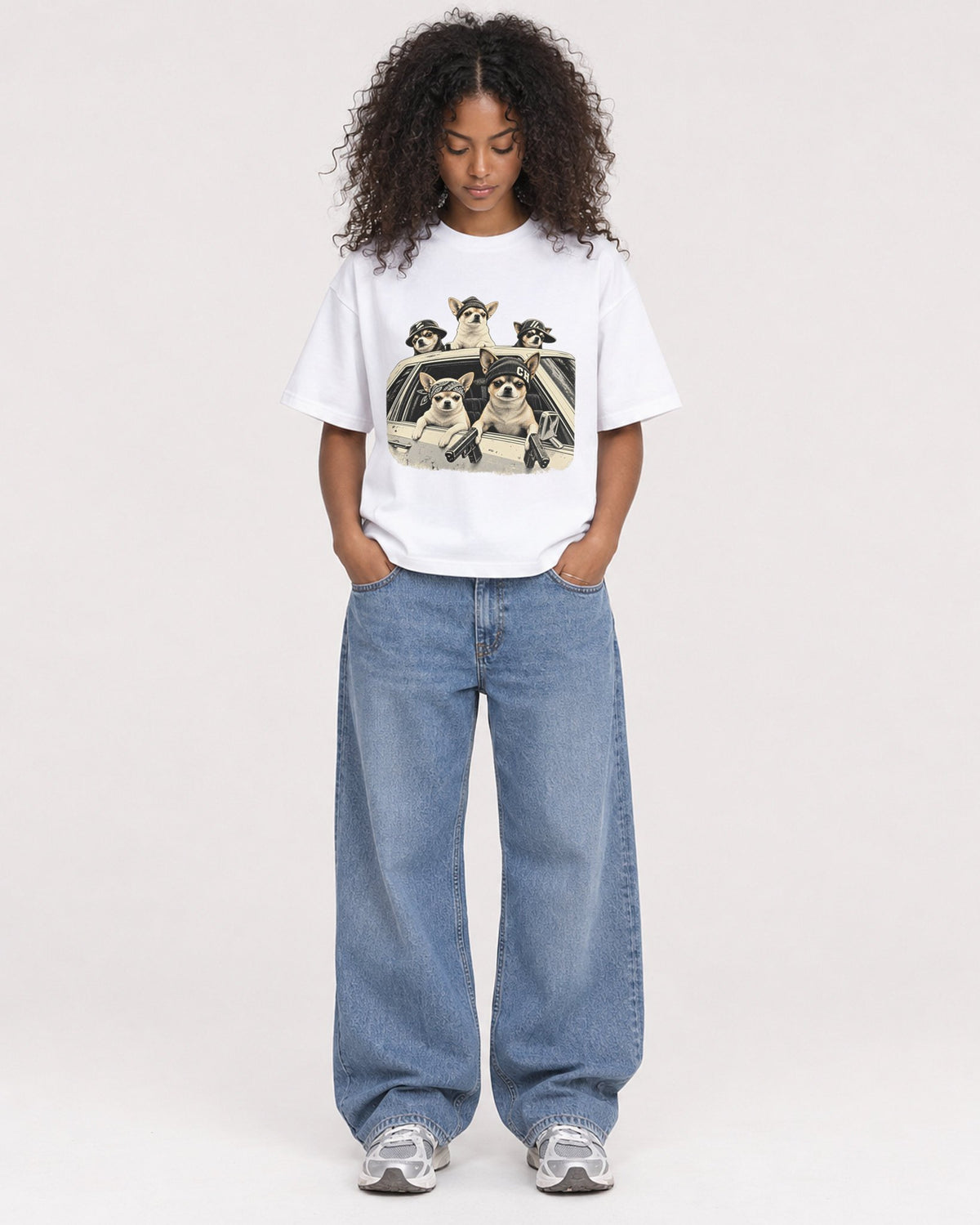 Mockup Boxy Heavyweight Tee White female full-body 05