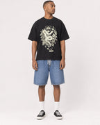 Mockup Boxy Heavyweight Tee Black male full-body 35