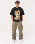Mockup Boxy Heavyweight Tee Black male full-body 08