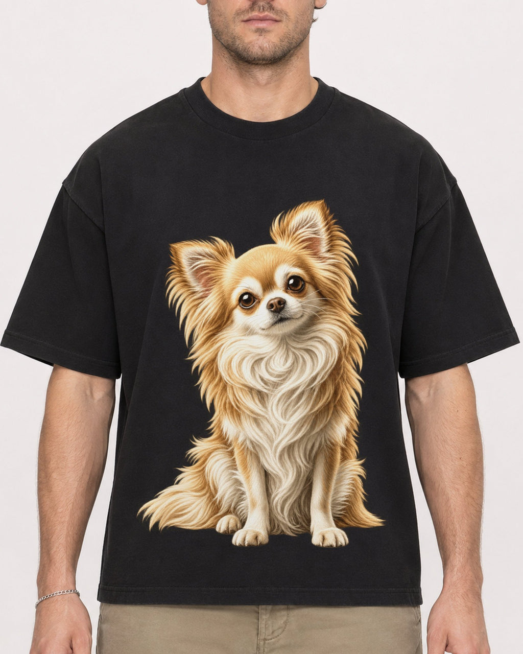 Mockup Boxy Heavyweight Tee Black male close-up 08