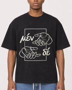Mockup Boxy Heavyweight Tee Black male close-up 35