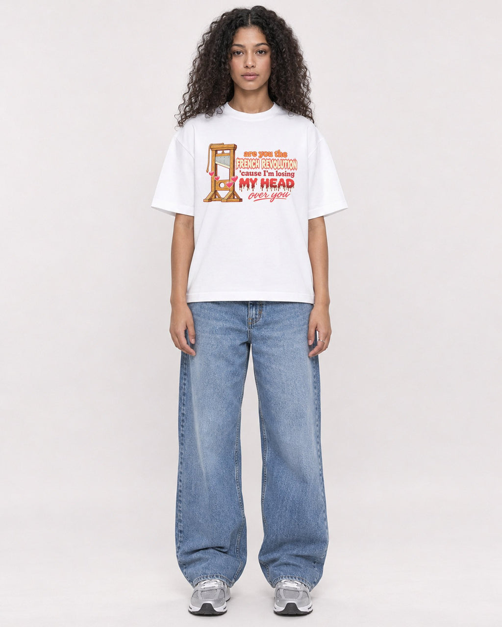 Mockup Boxy Heavyweight Tee White female full-body 10