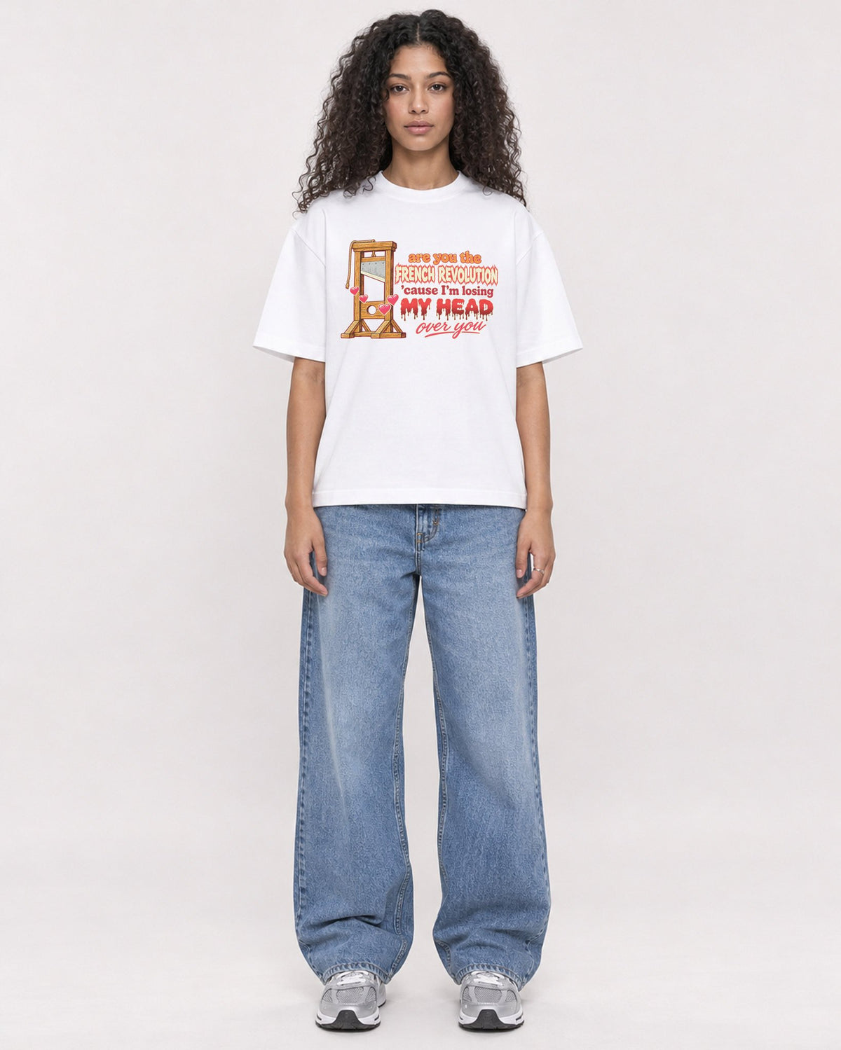 Mockup Boxy Heavyweight Tee White female full-body 10